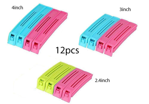 107 Multipurpose Food Snack Plastic Bag Clip Sealer (Multicolor) -12pc