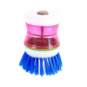 159 Plastic Wash Basin Brush Cleaner with Liquid Soap Dispenser (Multicolour)