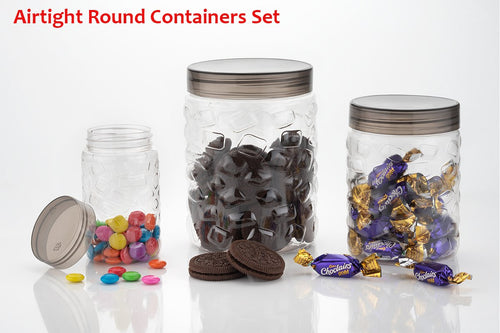 598 3pcs Stone Jars Set (Big 1200ml, Medium 600ml & Small 250ml size)