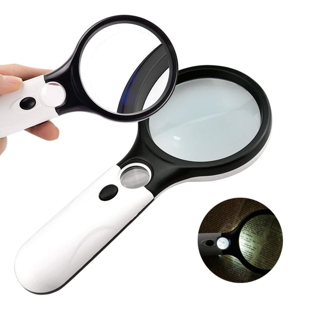 449 Handheld Reading Magnifier Glass 3X, 45X with 3 LED Lights for Reading/Maps/Watch Repair