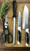 312 Kitchen Combo -Stainless Steel 4pc Knife, Sharpening Steel and Scissor with Cutting Board