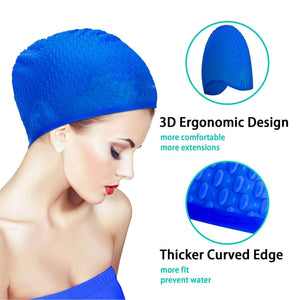 552 Sports Swim Caps for Girls Women Bubble Cap Silicone Swimming Cap for Men Boys