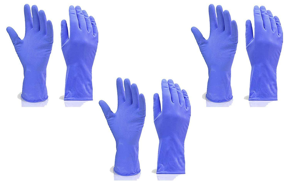 682 - Flock Premium Reusable Rubber Hand Gloves (Blue ) - 1pc