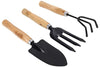 ShopExo Gardening Tools - Flover Cutter & Garden Tool Wooden Handle (3pcs-Hand Cultivator, Small Trowel, Garden Fork)