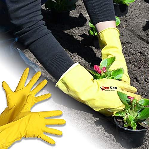 ShopExo Gardening Tools - Reusable Rubber Gloves, Pruners Scissor(Flower Cutter) & Garden Tool Wooden Handle (3pcs-Hand Cultivator, Small Trowel, Garden Fork)