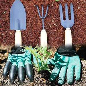 ShopExo Gardening Hand Cultivator, Big Digging Trowel, Shovel & Garden Gloves with Claws for Digging & Planting