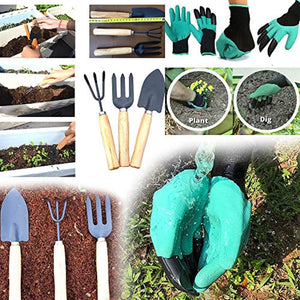 ShopExo Gardening Hand Cultivator, Big Digging Trowel, Shovel & Garden Gloves with Claws for Digging & Planting