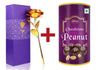 Effete Festival Gift Combo - Chocolicious Peanut 96gm with Golden Rose 10 INCHES with Carry Bag Valentine Special