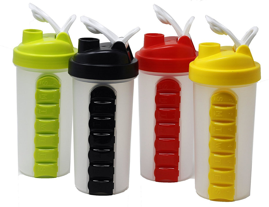 346 Pill Box Organizer Weekly Seven Compartments with Drinking Bottle (600ml)