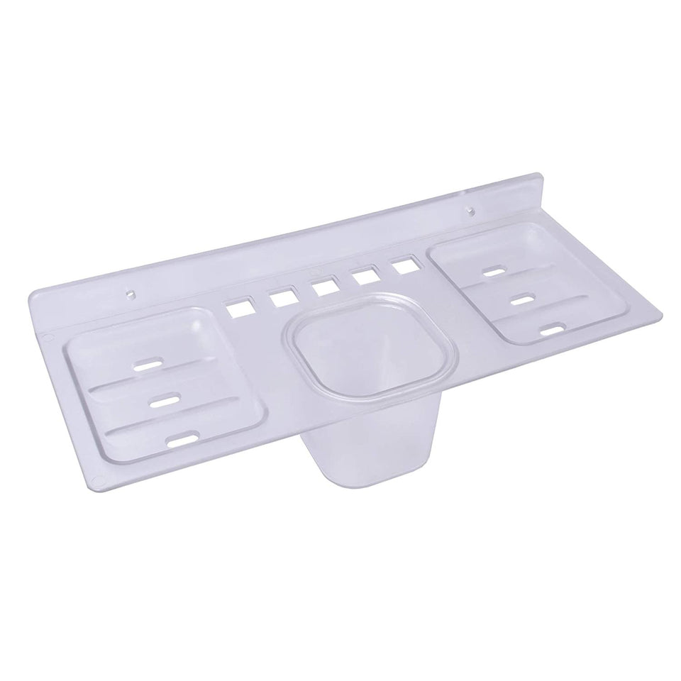 756_ABS Plastic 4 in 1 Multipurpose Kitchen/Bathroom Shelf/Paste-Brush Stand/Soap Stand/Tumbler Holder/Bathroom Accessories