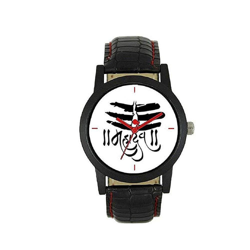 wt1009- Unique & Premium Analogue Watch MAHADEV Print Multicolour Dial Leather Strap (Mahadev W)